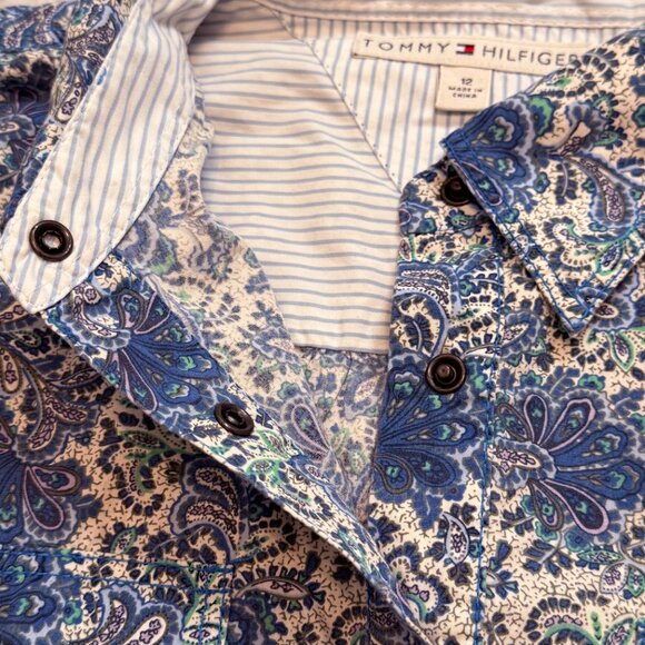 NEW Tommy Hilfiger women's size 12 paisley print snap button 3/4 sleeve - Picture 2 of 4